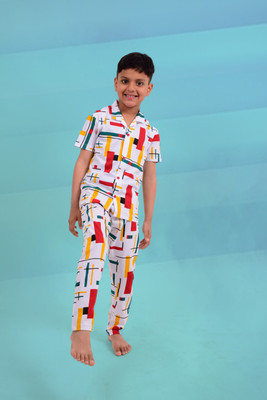 3BROS Boys Printed Multicolor Night Suit Set
