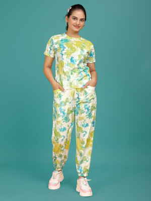 DADX Women Self Design Multicolor Top & Pyjama Set