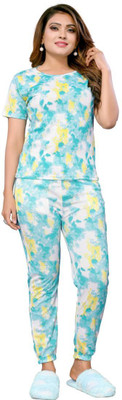 VJ FASHION Women Printed Green Top & Pyjama Set