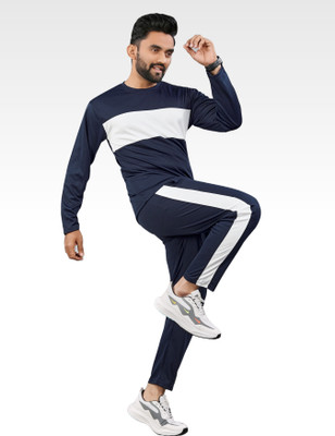 LINSOR FASHION Men Colorblock Blue Night Suit Set