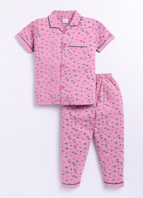 GEMINI LABEL Boys Printed Pink Night Suit Set