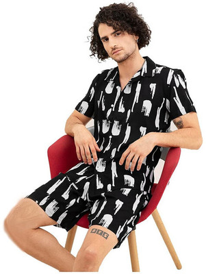 DHRUV CREATION Men Printed Multicolor Night Suit Set
