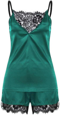 Ananth Women Self Design Green Night Suit Set