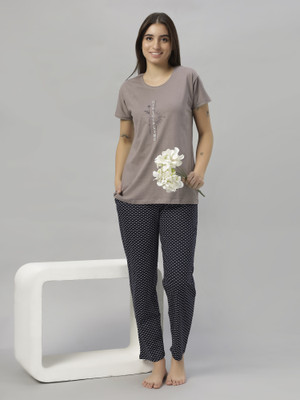 DZZO Women Printed Multicolor Top & Pyjama Set