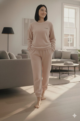 Belvik Women Solid Orange Top & Pyjama Set