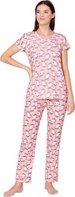 BodyCare Women Floral Print Pink Top & Pyjama Set