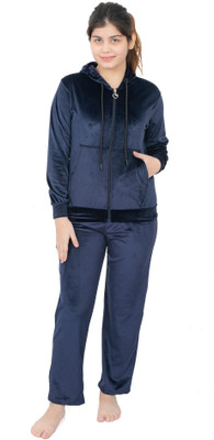 Dartline Women Solid Blue Night Suit Set