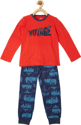SWEET DREAMS Boys Printed Multicolor Top & Pyjama Set