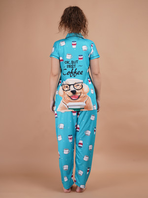 GirlFriend Women Printed Blue Night Suit Set