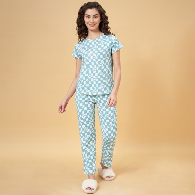 Dreamz by Pantaloons Women Printed Light Blue Top & Pyjama Set