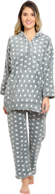 Taausha Women Printed Grey Top & Pyjama Set