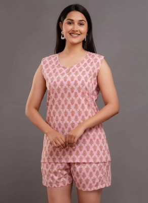 SAYANG Women Printed Multicolor Top & Shorts Set