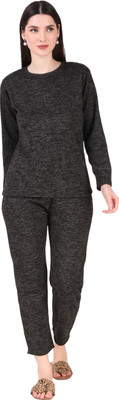 FNOCKS Women Solid Black, Grey Top & Shorts Set