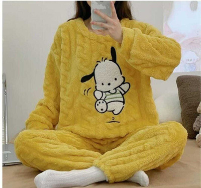 TRCLO Women Printed Yellow Night Suit Set