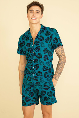 Radhe Fashion Men Printed Dark Blue Top & Shorts Set
