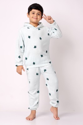 FitIn OutFit Boys & Girls Printed White Night Suit Set