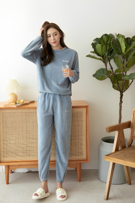 FitIn OutFit Women Solid Blue Night Suit Set