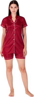 FXPORT Women Solid Red Top & Shorts Set