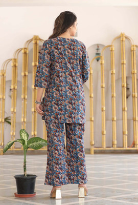 Soor Panchi Women Self Design Multicolor Top & Pyjama Set