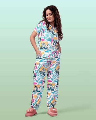 BHULAX Women Printed Multicolor Top & Pyjama Set