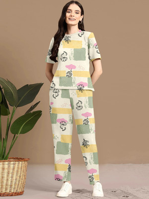 BelleBird Women Printed Multicolor Night Suit Set
