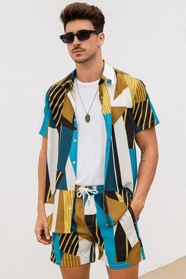 LG FASHION Men Printed Multicolor Top & Shorts Set