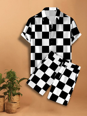 CHEAPSHIRTS Men Printed Black Night Suit Set
