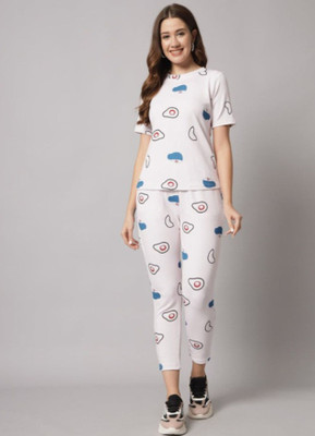 Jsgjitek Women Printed Beige Top & Pyjama Set