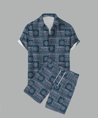 TANISHA FASHION Men Printed Blue Night Suit Set