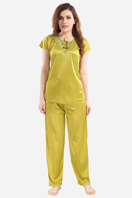 DreamBe Women Solid Light Green Top & Pyjama Set