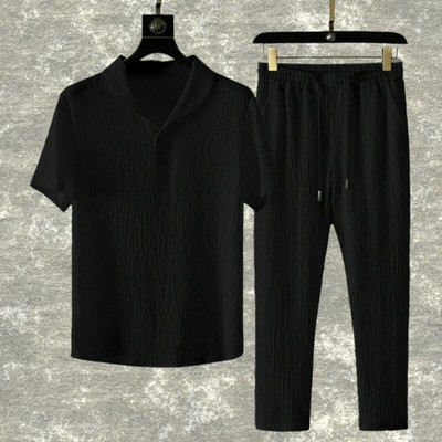 gurukrupa creation Men Self Design Black Night Suit Set