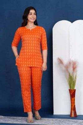 MAMTA TEXTILE Women Printed Orange Night Suit Set