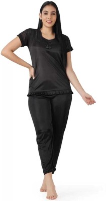 Eknath Creation Women Solid Black Top & Pyjama Set