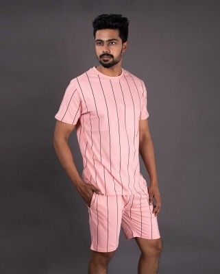 SKITTZZ Men Printed Pink Night Suit Set