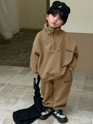 Lugo Boys & Girls Self Design Brown Night Suit Set