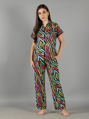 HouseofComfort Women Printed Multicolor Night Suit Set