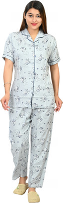 Kripto Katrox Women Printed Grey Shirt & Pyjama set
