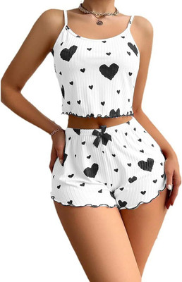 Swara Craft Women Printed Black Top & Shorts Set