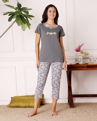 BodyCare Women Printed Multicolor Top & Capri Set