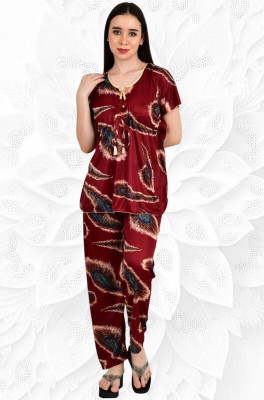 HouseOfCommon Women Printed Multicolor Night Suit Set