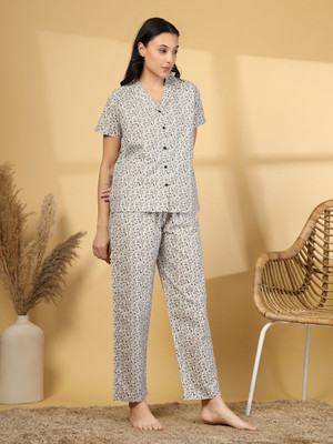 Klotthe Women Printed Brown Night Suit Set