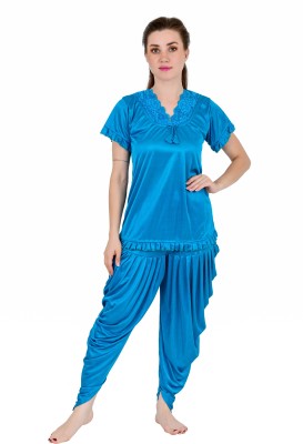 WONDERBELLA Women Solid Blue Night Suit Set