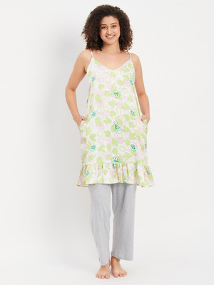 Clovia Women Printed Multicolor Top & Pyjama Set