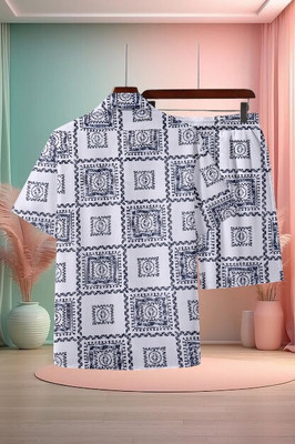 7starenterprise7 Men Printed Multicolor Night Suit Set