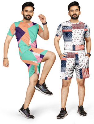 RIOCREATION Men Striped Multicolor Night Suit Set