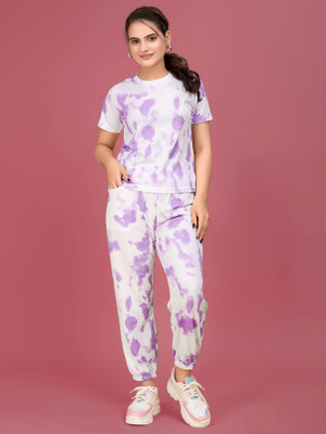 DreamBe Women Ombre/Dyed Purple Top & Pyjama Set