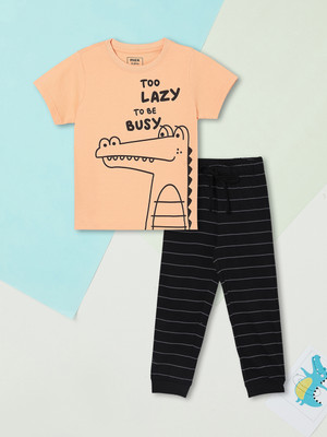 MAX Girls Printed Pink Top & Pyjama Set