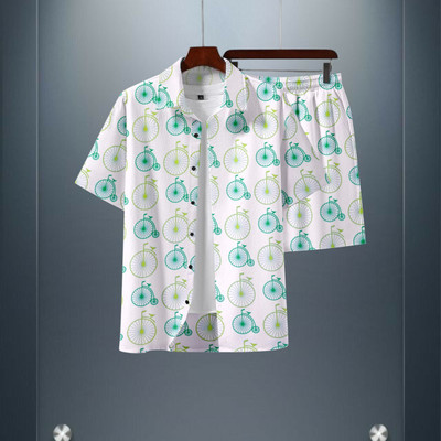 GLORI STAR Men Printed White Night Suit Set
