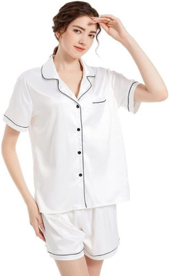 Vd hub Women Solid Grey Night Suit Set