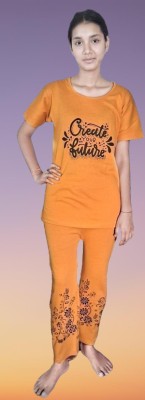 SP FASHION Women Printed Yellow Top & Pyjama Set